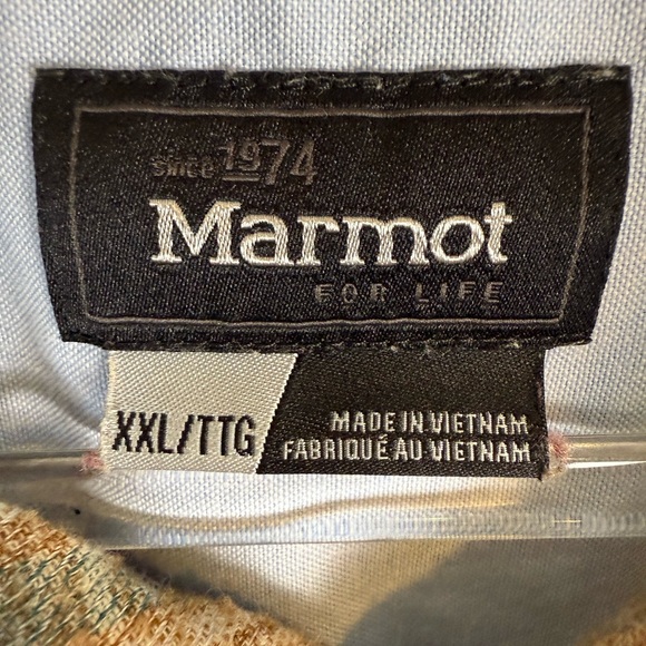 Marmot Blue and Tan plaid flannel xxl - Picture 3 of 10
